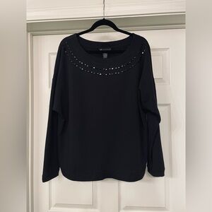 Lane Bryant Black Top with Embellished Neckline